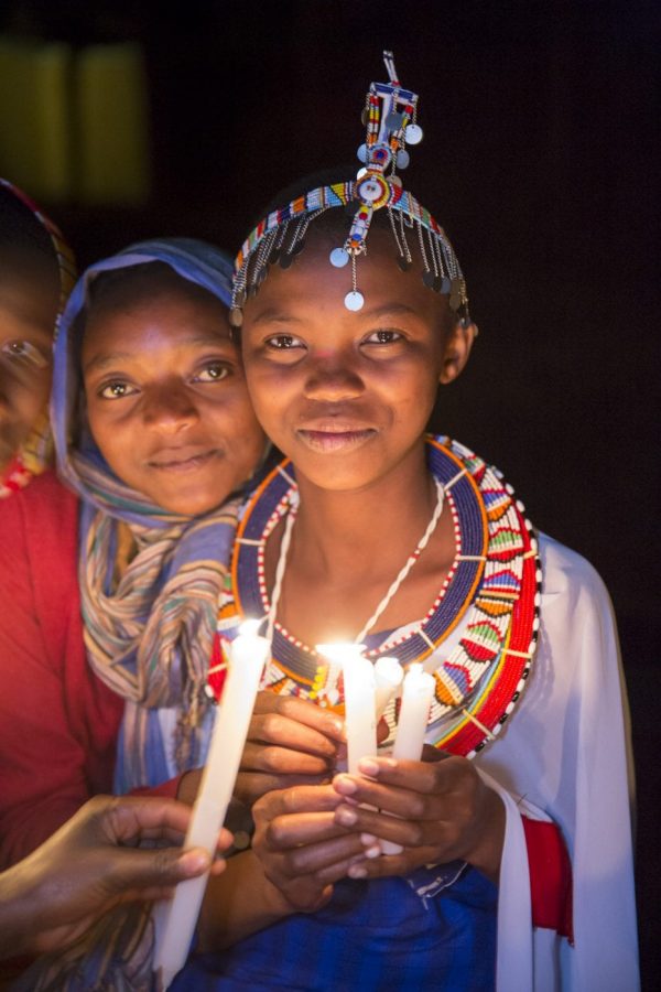 Maasai Girls Holding a Candle